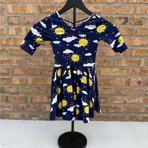 Dot Dot Smile Navy Dress with Sun and Cloud Design